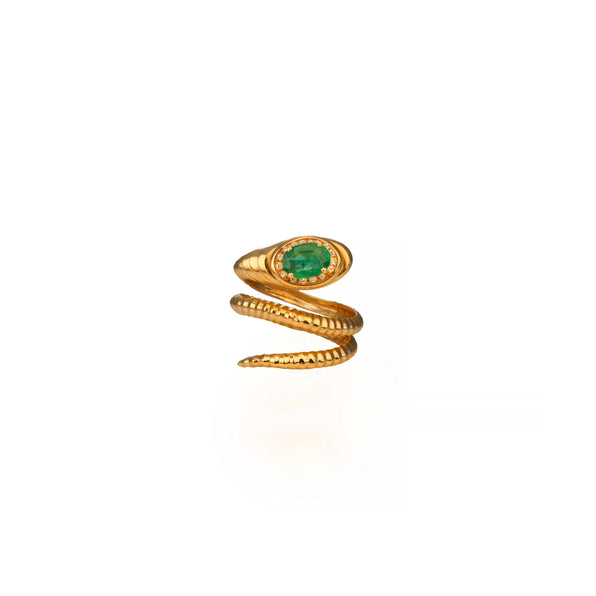 Striée Serpent Emerald Ring - Jahel Joaillier