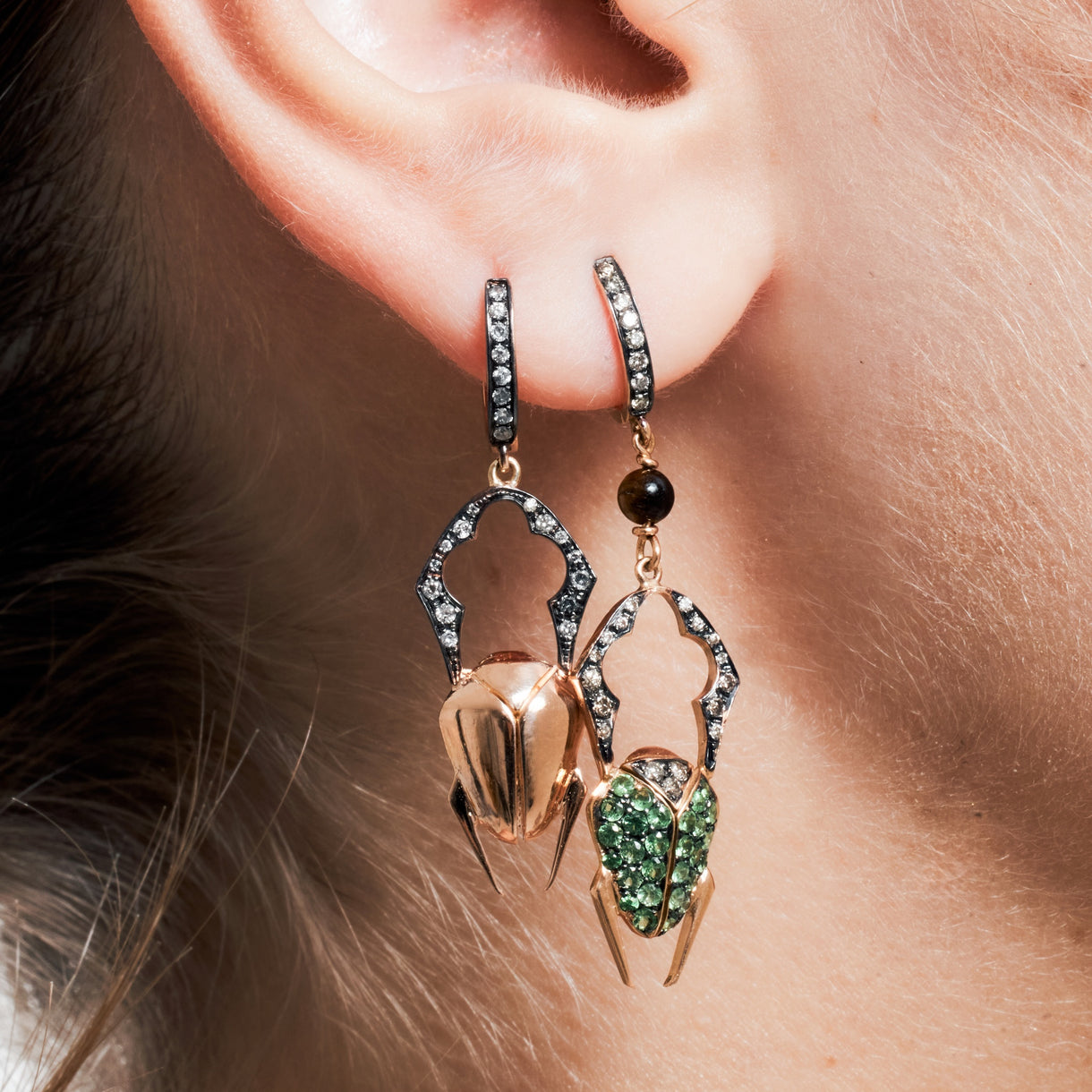 Green Scarab Earring - Jahel Joaillier