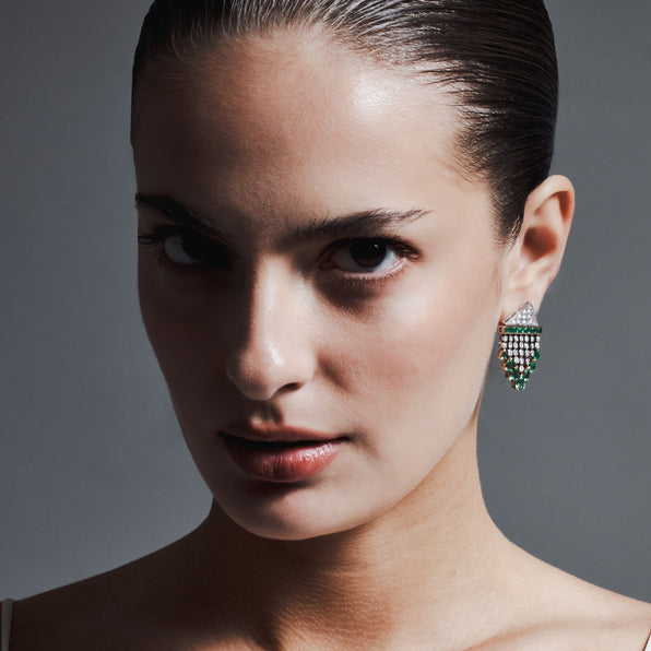 Emerald Meduse Earrings - Jahel Joaillier