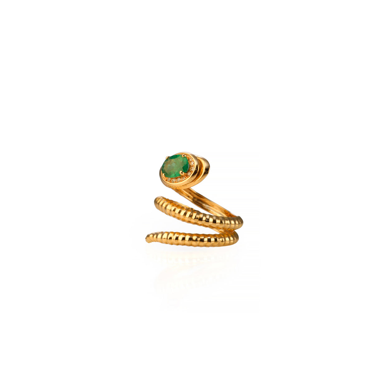 Striée Serpent Emerald Ring - Jahel Joaillier