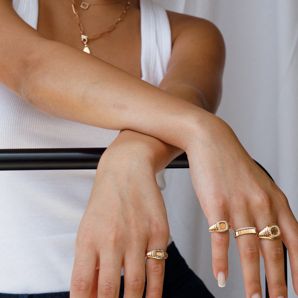 Pinky Striée Edgy Ring - Jahel Joaillier