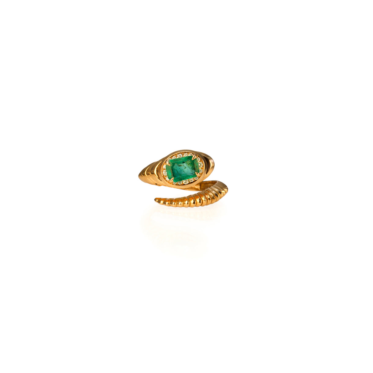 Striée Serpent Emerald Ring - Jahel Joaillier