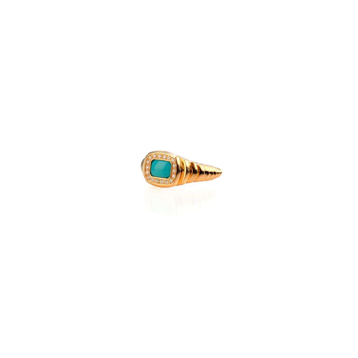 Turquoise Pinky Striée Ring - Jahel Joaillier